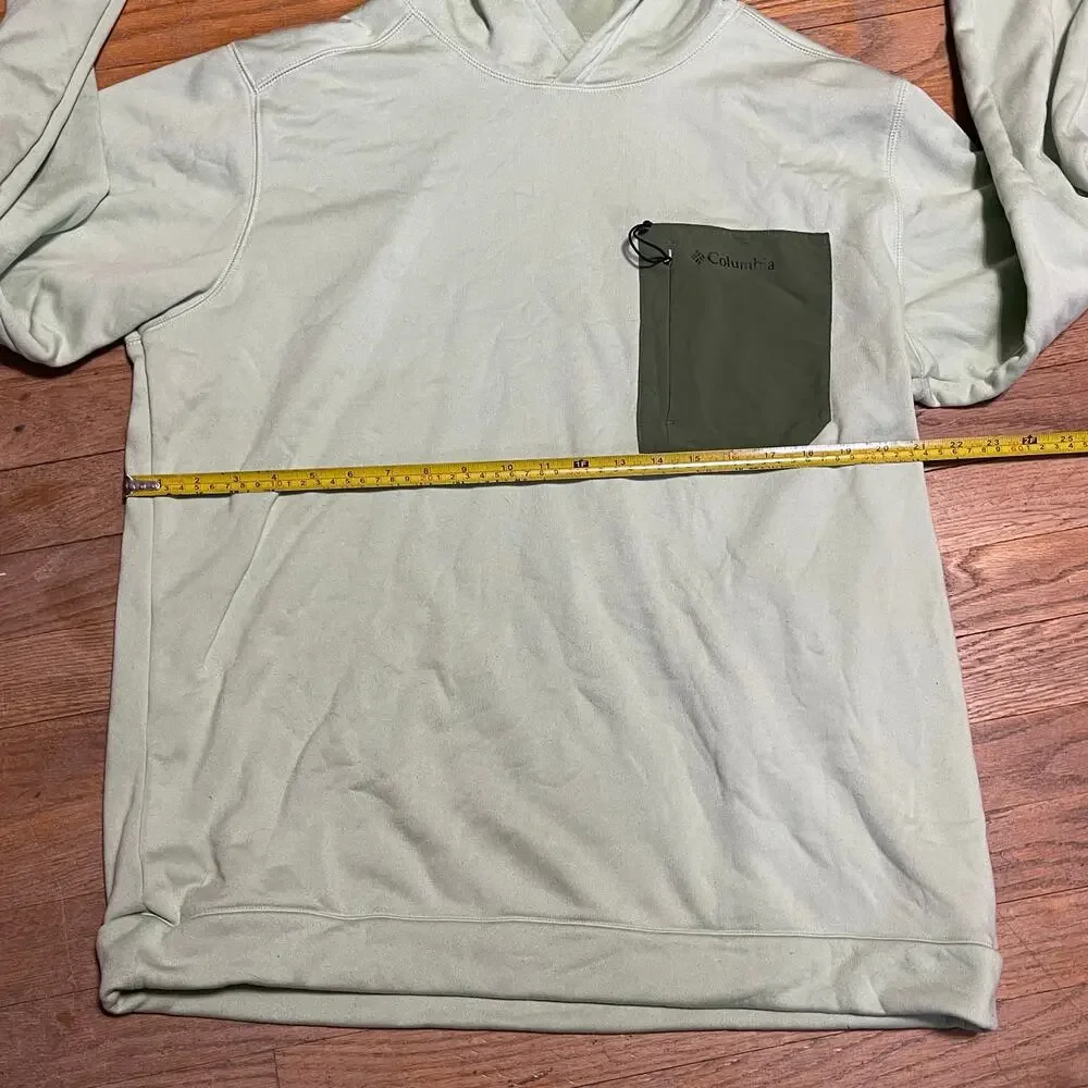 Columbia Hiking Hooded Fleece Lined Pullover Mens L Green Omni-Wick Outdoor